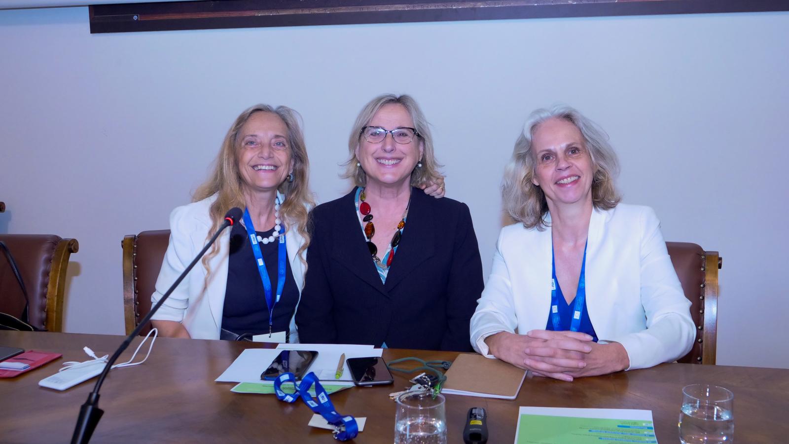 Vice-rector for Research Maria Pia Abbracchio, Vice-rector for Internationalization and member of the 4EU+ Management Committee Antonella Baldi, and the 4EU+ Alliance Secretary General Isabelle Kratz. 